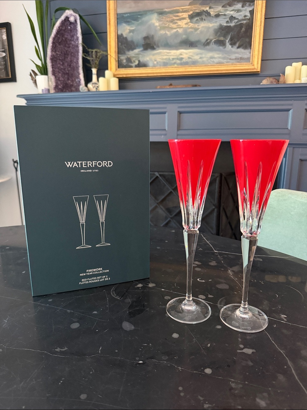 Waterford Red Crystal Flute Pair